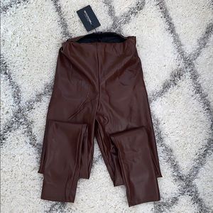 Chocolate Ruched Faux Leather Legging